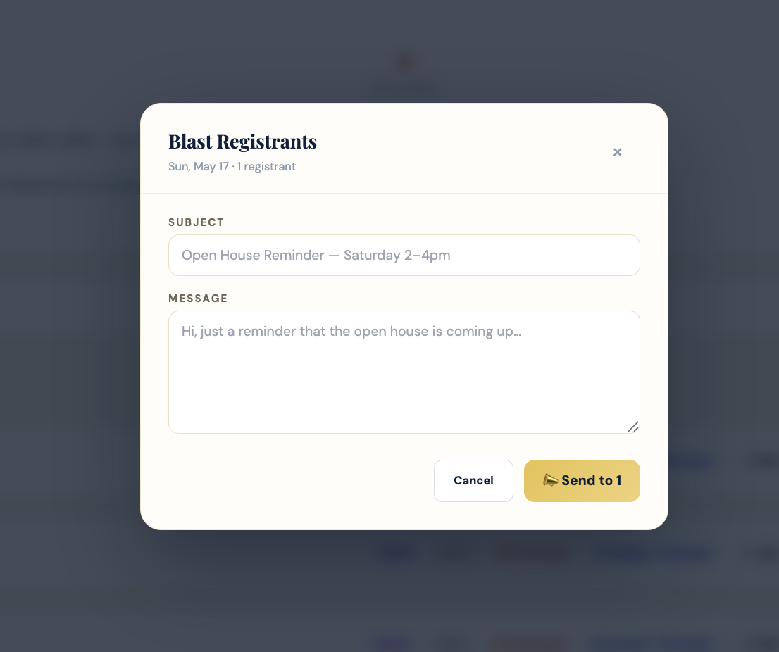 Attendee email blast